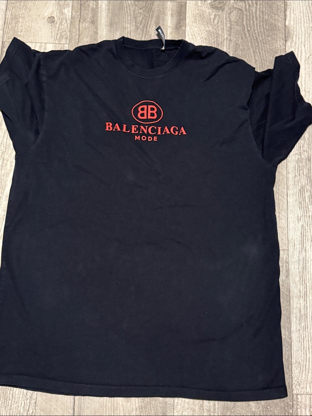 Balenciaga Black T-Shirt with Red Logo